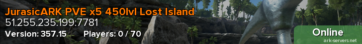JurasicARK PVE x5 450lvl Lost Island