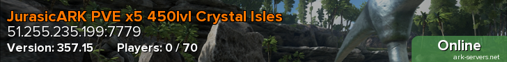 JurasicARK PVE x5 450lvl Crystal Isles