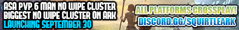 SquirtleArk.com ARK Survival Ascended 6 MAN No Wipe Cluster