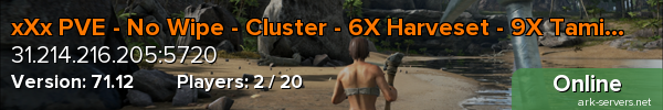 xXx PVE - No Wipe - Cluster - 6X Harveset - 9X Taming - IS
