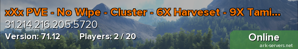 xXx PVE - No Wipe - Cluster - 6X Harveset - 9X Taming - IS