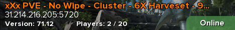 xXx PVE - No Wipe - Cluster - 6X Harveset - 9X Taming - IS