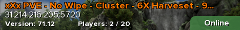 xXx PVE - No Wipe - Cluster - 6X Harveset - 9X Taming - IS