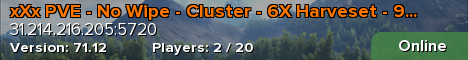 xXx PVE - No Wipe - Cluster - 6X Harveset - 9X Taming - IS