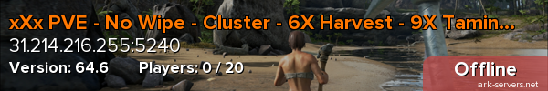 xXx PVE - No Wipe - Cluster - 6X Harvest - 9X Taming - Cente