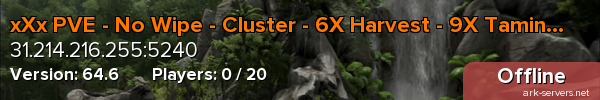 xXx PVE - No Wipe - Cluster - 6X Harvest - 9X Taming - Cente