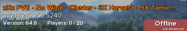 xXx PVE - No Wipe - Cluster - 6X Harvest - 9X Taming - Cente