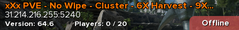 xXx PVE - No Wipe - Cluster - 6X Harvest - 9X Taming - Cente