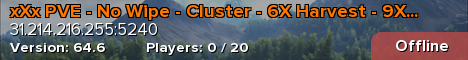 xXx PVE - No Wipe - Cluster - 6X Harvest - 9X Taming - Cente